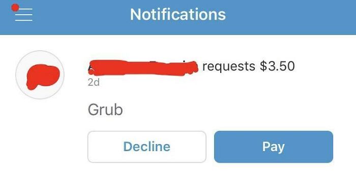 People Who Venmo Request You After Being Invited Over For Dinner. He Charged Me For The Burger Patties