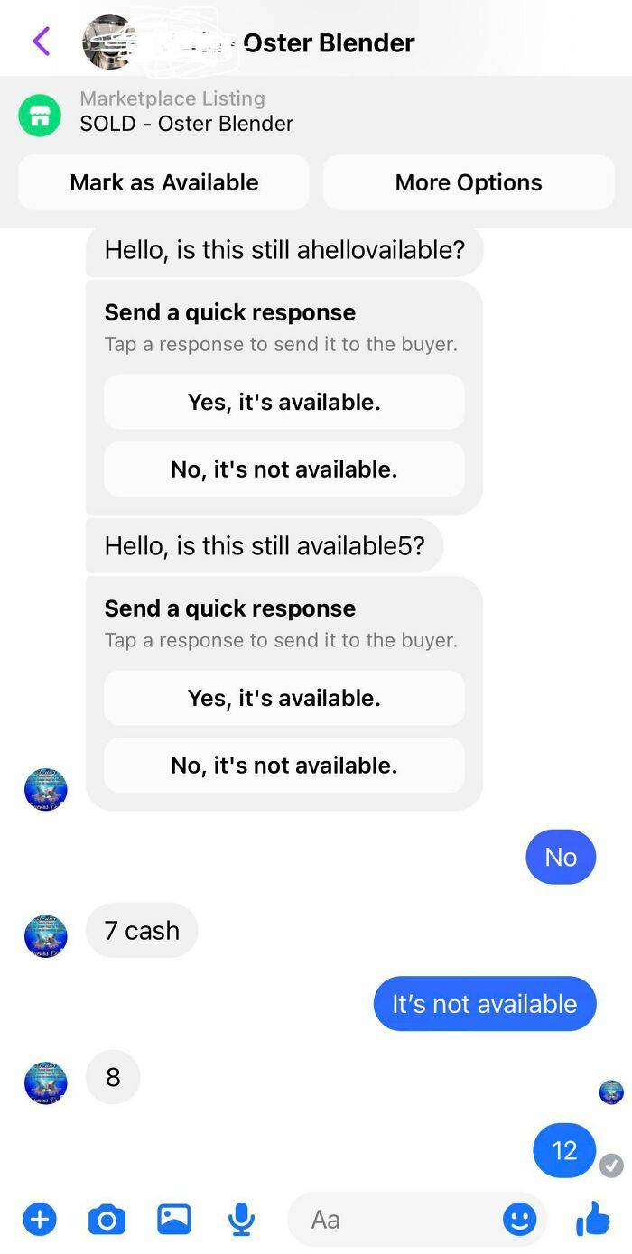 Person Tries To Haggle Me Down From $10 For An (Already Sold) Blender On Facebook Marketplace