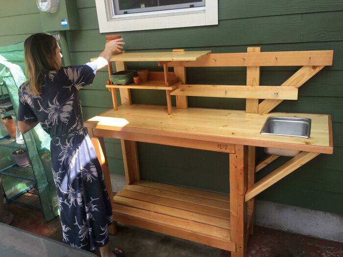 Finished A Birthday Present For My Girlfriend: A Custom Potting Table. Mostly Red Fir, Sealed With Spar Urethane