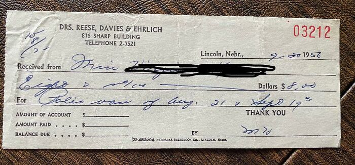 My Grandma's 1956 Polio Vaccine Receipt. It Wasn't Even Free