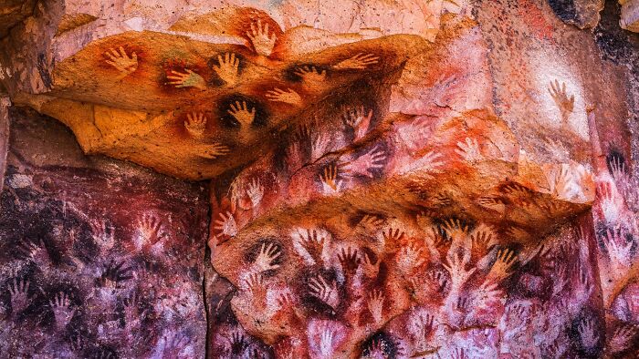 The Numerous Hand Stencils Of Cueva De Las Manos, Argentina. The Hand Prints Of Many Different People Separated By Hundreds Or Thousands Of Years, Their Stories Lost To Time But Their Art Still Lingers For Us To See