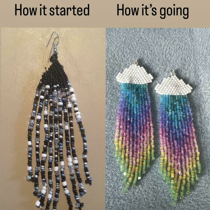 My First Earring I Ever Made And My Most Recent Pair!