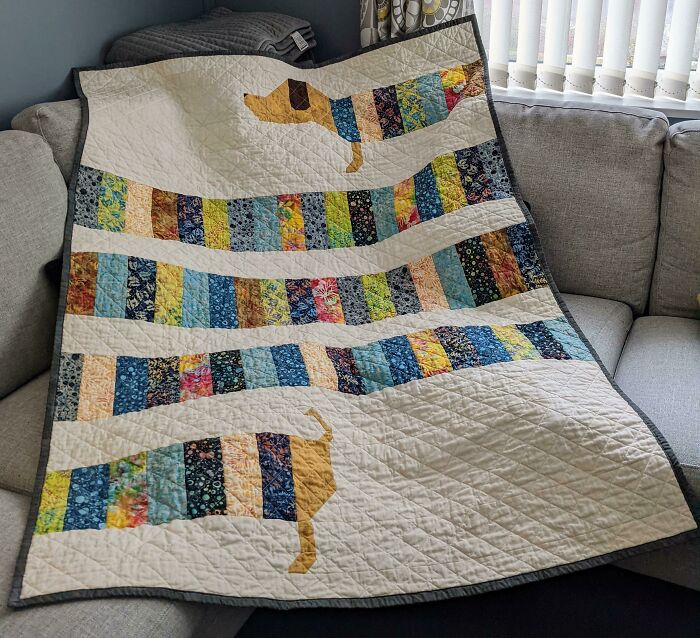 A Dachshund Quilt I've Just Finished As A Gift For My Sister In Law