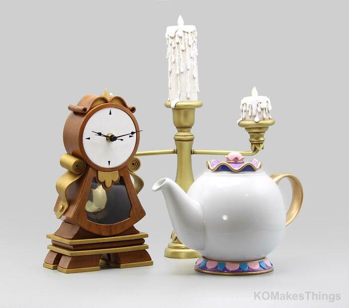One Of My Hobbies Is Making Prop Replicas, I Just Completed My Replica Of Mrs. Potts From Disney's Beauty And The Beast, Made By Customizing A Real Teapot. Here She Is Along With My Lumiere (Who Lights Up) And Cogsworth 