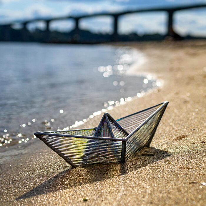 Hice una versión de barcos de papel en vidrio