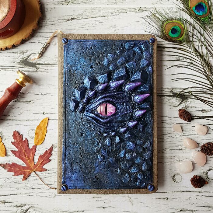 Hi There! This Is One Of My Very First Grimoire That I Did With Polymer Clay, Acrylic Paint And Glass 