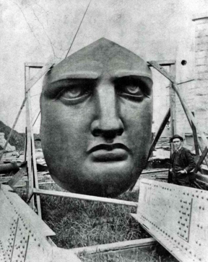 The Statue Of Liberties Face Before Being Installed