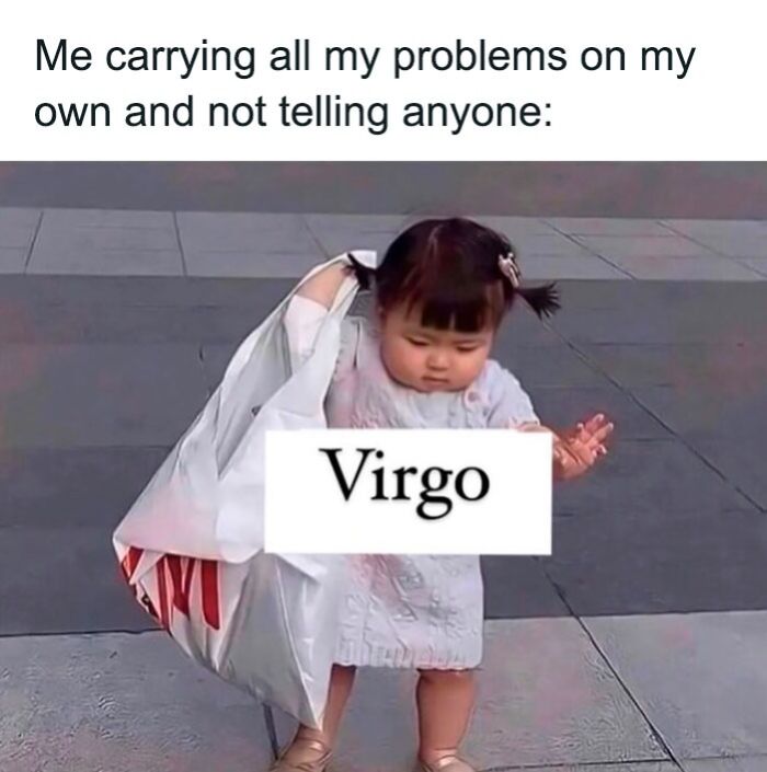 Virgo carrying all their problems on their own meme