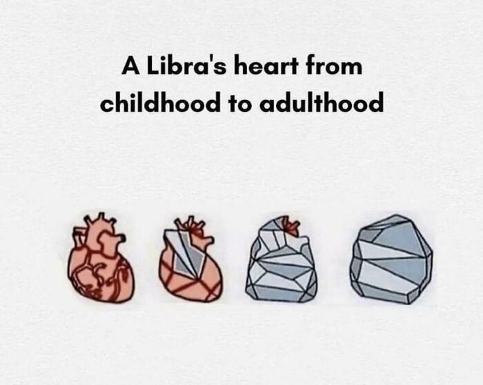 A Libra's heart from childhood to adulthood meme