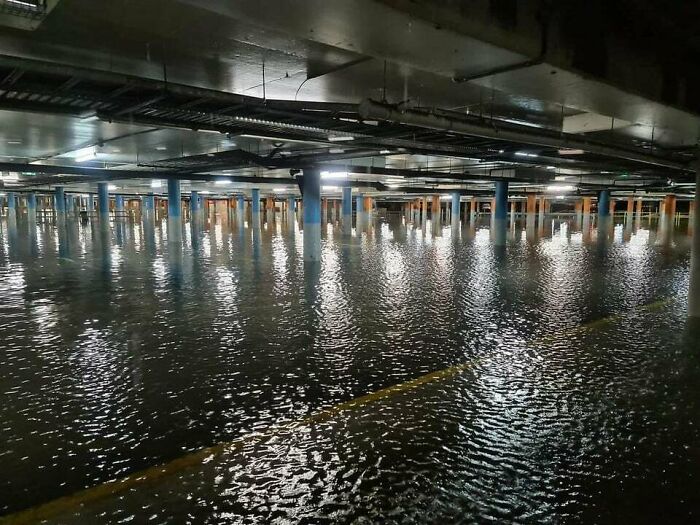 Flooded Car Park In Oz