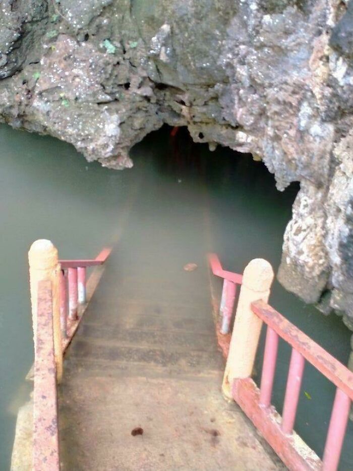 Stairwell That Leads To Creepy Underwater Cave