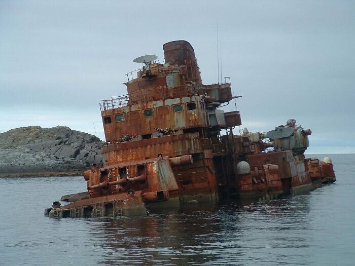 The Wreck Of The Soviet Cruiser: The Murmansk. The Wreck Is Somewhere On The North Coast Of Norway