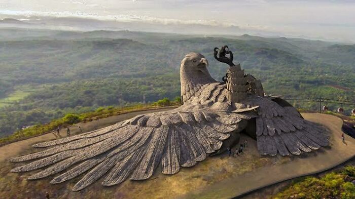 Statue Of A Eagle Demi God Jatayu Situated In The Sate Of Kerala, India