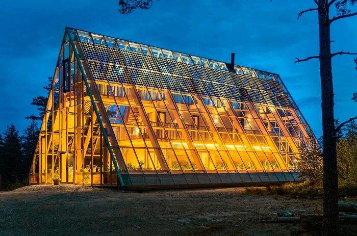 "Atri" By Architecture Firm Naturvillan. Värnesborg, Sweden. Designed To Be A Self Sufficient House Serving Also As A Green House With Planters For Fruits And Vegetables