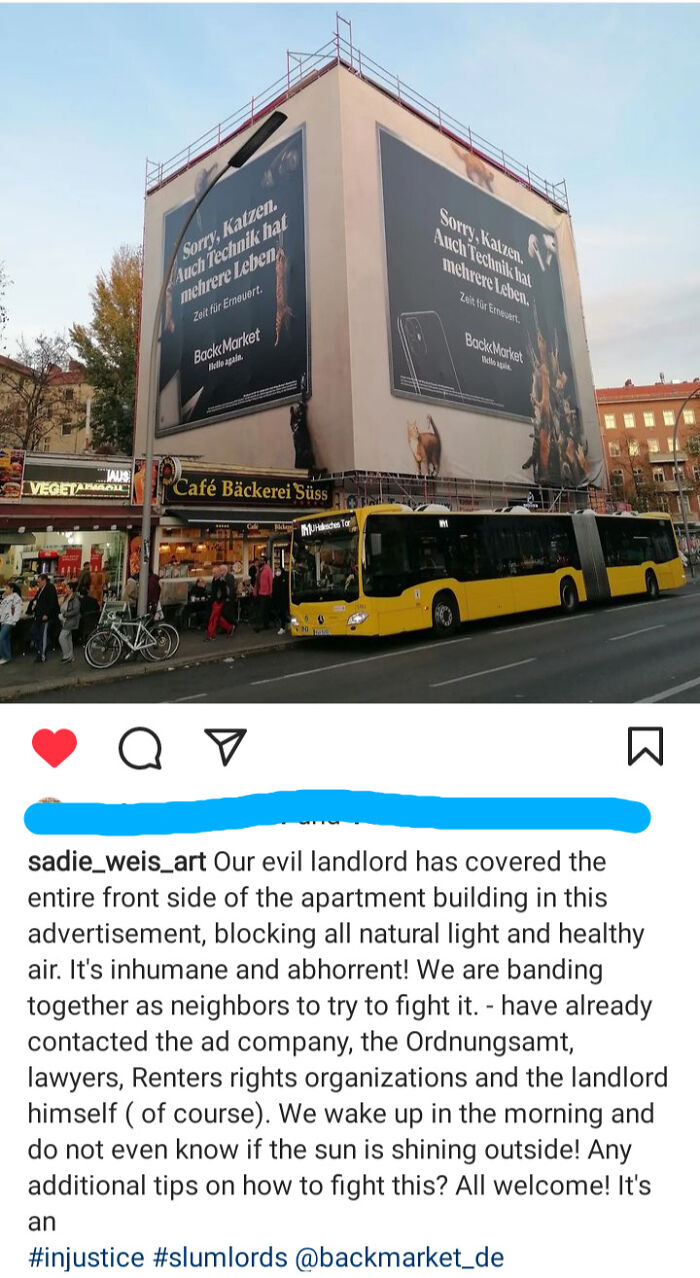 Landlord Puts Up Advertising On Scaffolding Which Blocks All Light And Air