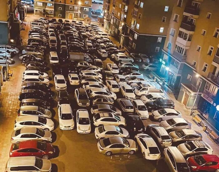 Average Parking Space Outside Apartments In Ulaanbaatar, Mongolia