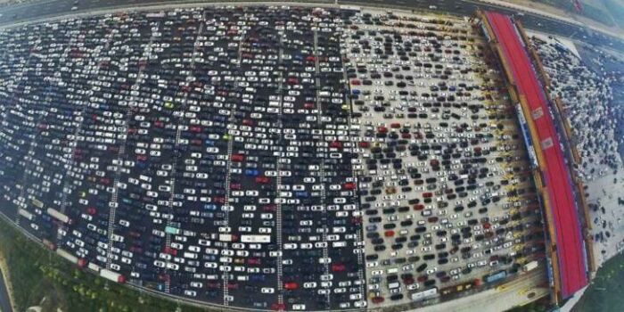 This Is The Longest Traffic Jam Ever Recorded. The China National Highway 110 Was Clogged Up For 100 Kms For 10 Days