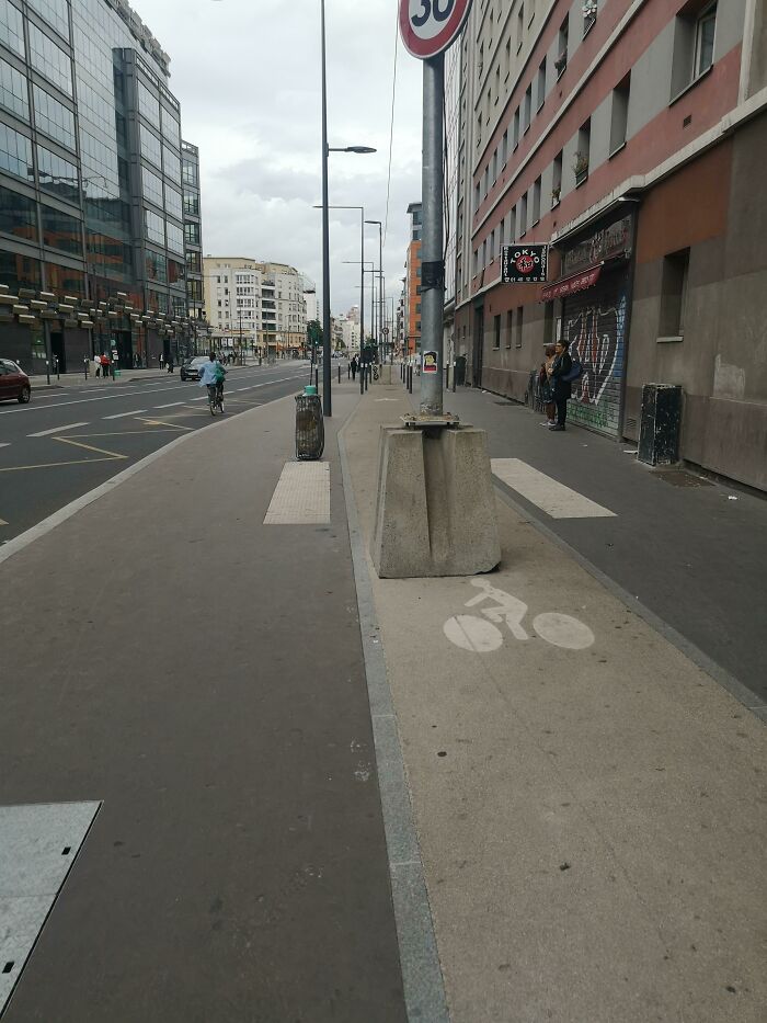 Bike Lane In Clichy, North Of Paris