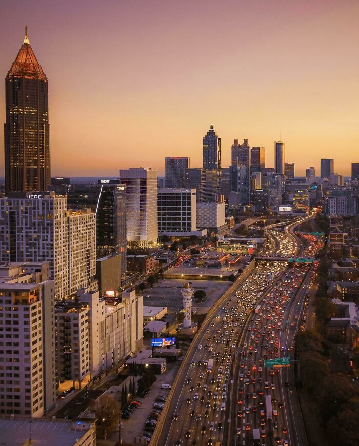 The Downtown Connector In Atlanta During Rush Hour