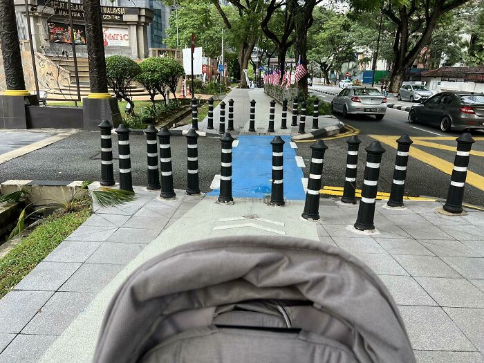 A Bunch Of Bollards Blocking A Shared Use Path In Kuala Lumpur, Malaysia