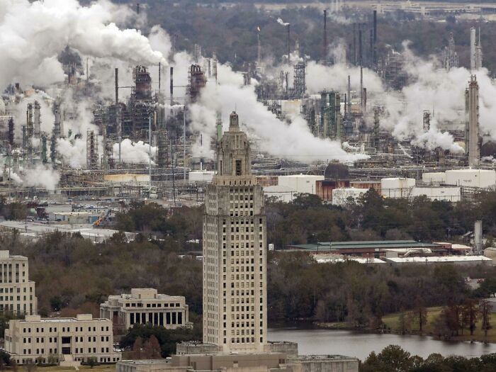 Baton Rouge, Louisiana. Where The 5th Largest Oil Refinery In America Is Right Behind The State Legislature And Downtown