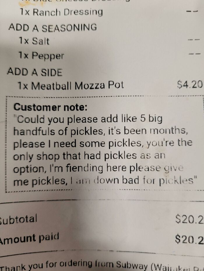 Little Did This Poor Guy Know, My Boss Forgot To Remove Pickles From Our UberEats