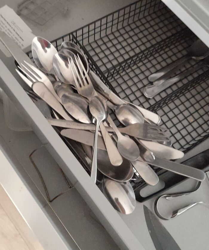 My Flatmate's Lame Attempt At Emptying The Dishwasher