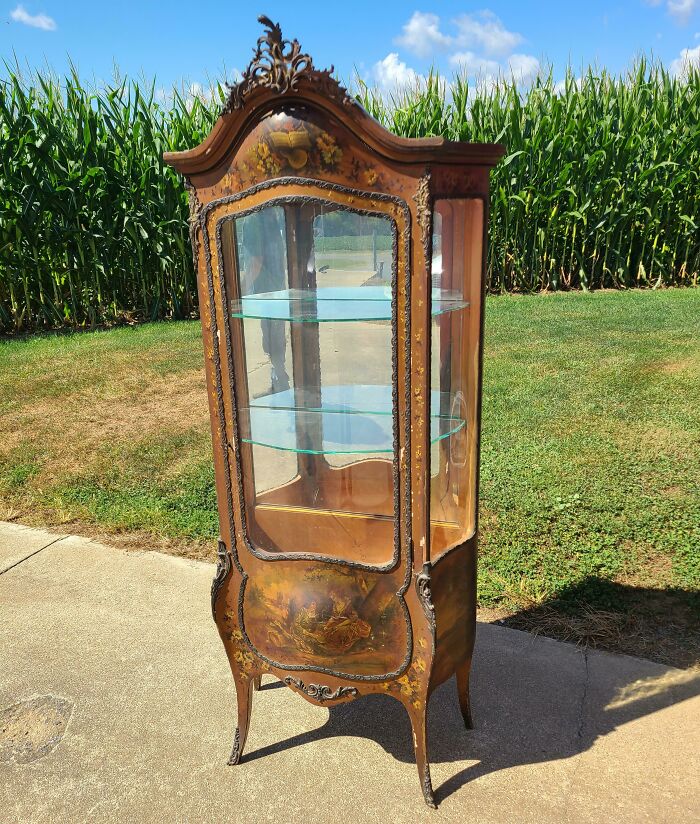 Not Dumpster Diving Per Se, But This Antique Hand Painted French Cabinet From The 1890's Was A Part Of The "Junk" I Was Hired To Remove From A House Yesterday!