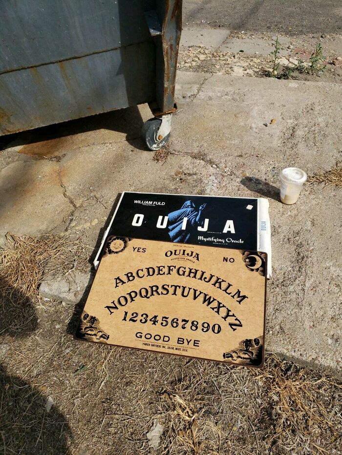 Found A Ouija Board Next To A Trash Can Walking Home From Classes. The Cool Thing Is That It Is A Vintage 1960's One That Is In A Rare Larger Size. In Perfect Shape Other Than The Planchette Missing The Plastic Window