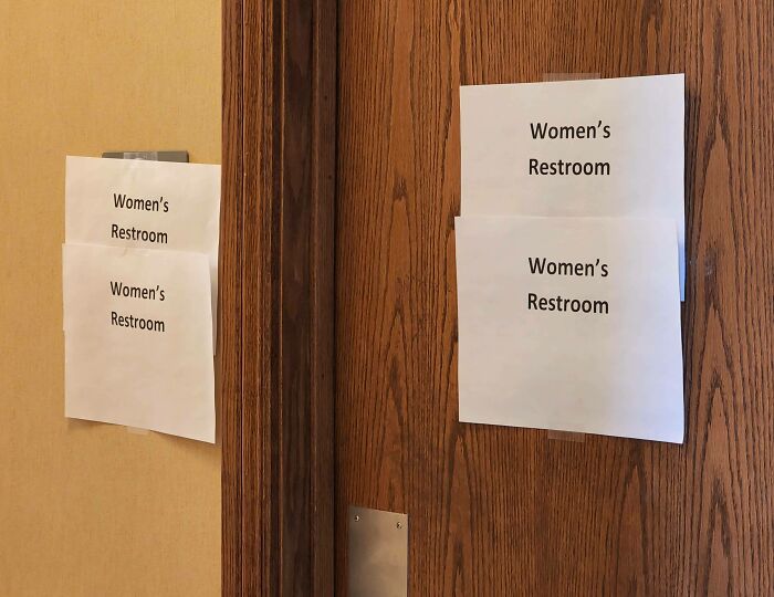 I'm A Videographer And Today I'm Working At A Women's Conference. As There Are Only Women Here They Converted The Men's Bathroom Into A Second Women's Bathroom