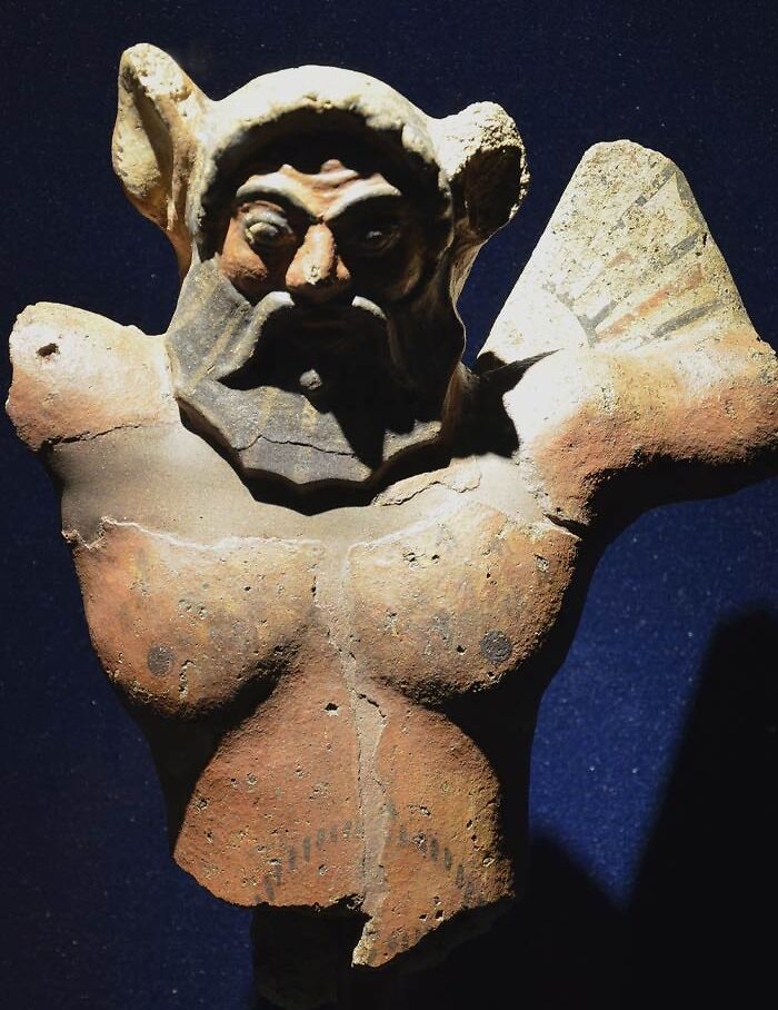 Rock statue of Typhon in a museum 