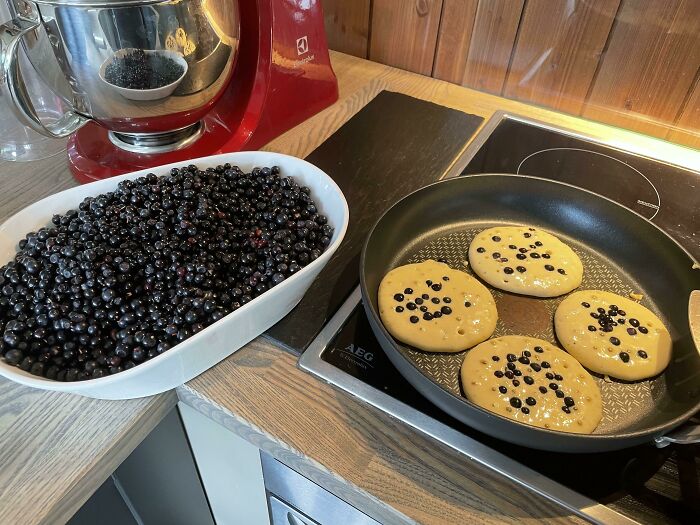 Made Pancakes With Blueberries I Picked This Morning