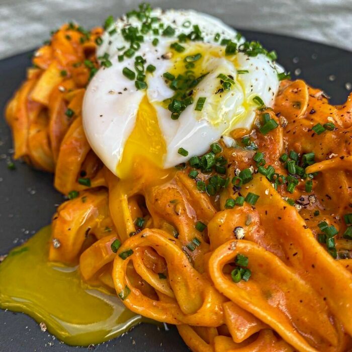 Double Cheese Tagliatelle With A Poached Egg