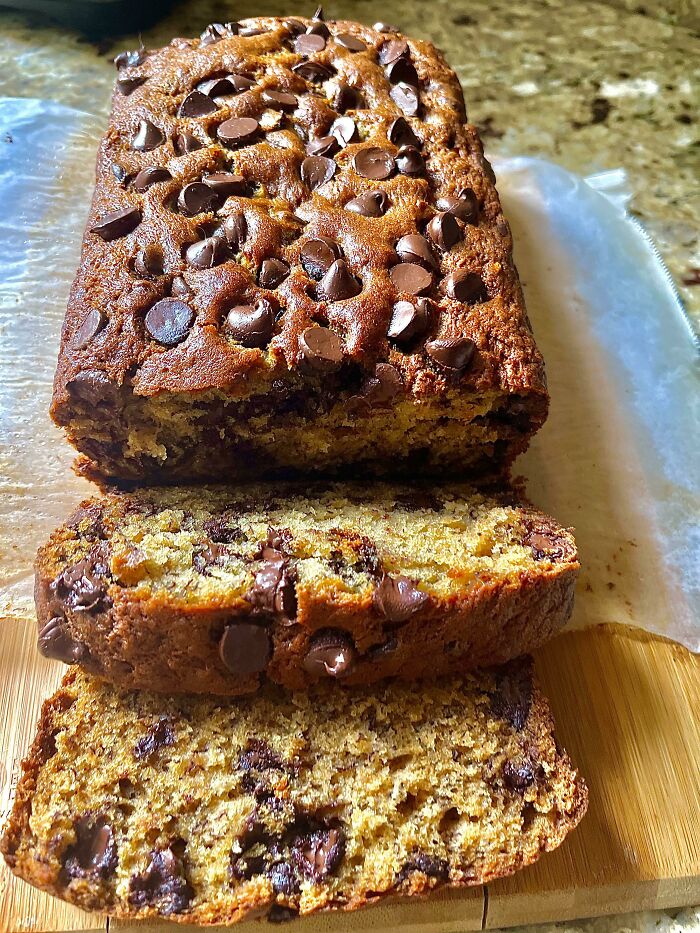 Made A Chocolate Chip Banana Bread That Came Out Very Moist