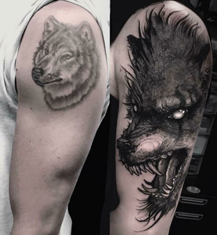 Wolf Head Cover-Up By Tessa Von At Inksane (Roeselare, Belgium)