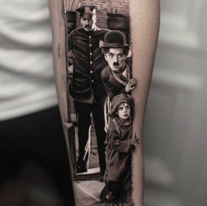 Charlie Chaplin, Tattoo By Inal Bersekov