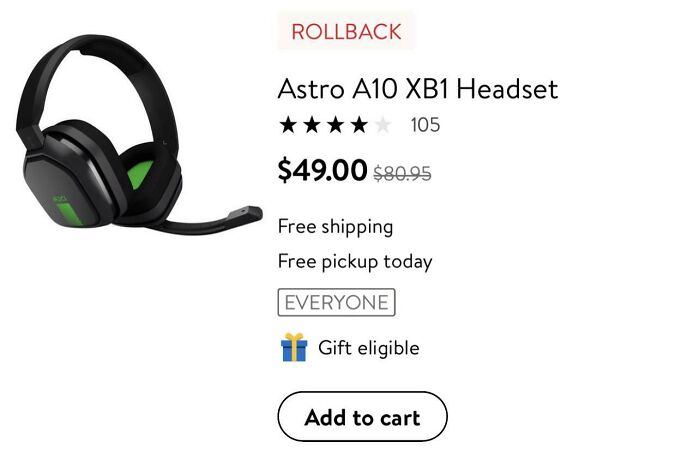 Walmart Falsely Puts A Different Original Price Tag On A Black Friday Deal. The Headset Is Originally $60, Not $80