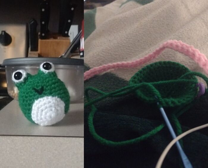 Finished, Frog, Working On, Another Frog And A Blanket