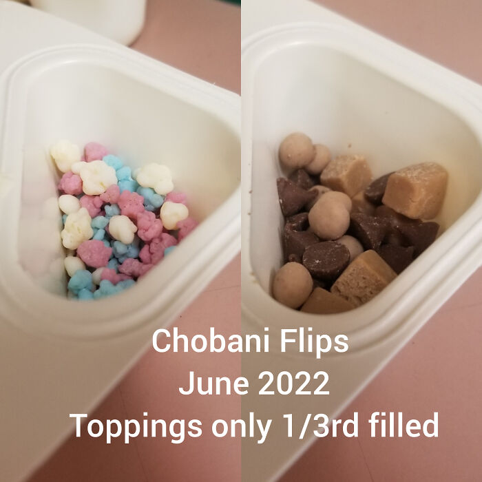 Chobani Raised Their Prices And Then Cut The Amount Of Toppings By 2/3rds On The Flips. Won't Be Buying These Anymore
