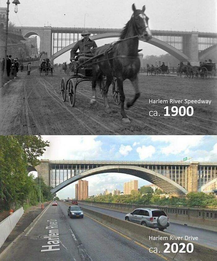 Harlem River Speedway & Harlem River Drive. Ca. 1900 And 2020
