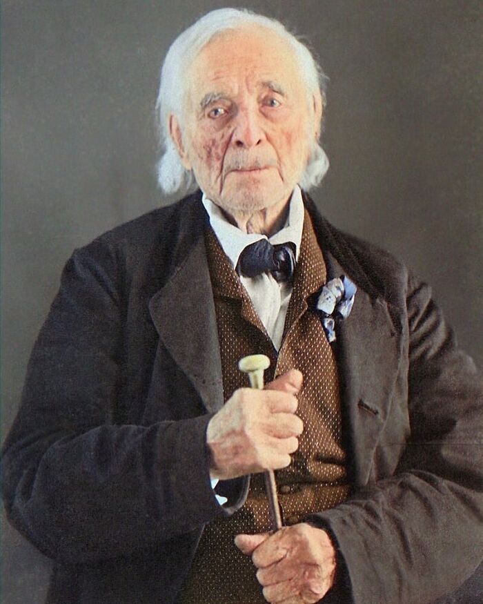 William Hutchings (1764-1866), Aged 100 In 1864, Veteran Of The American Revolution. Colorized By: Lorenzo Folli