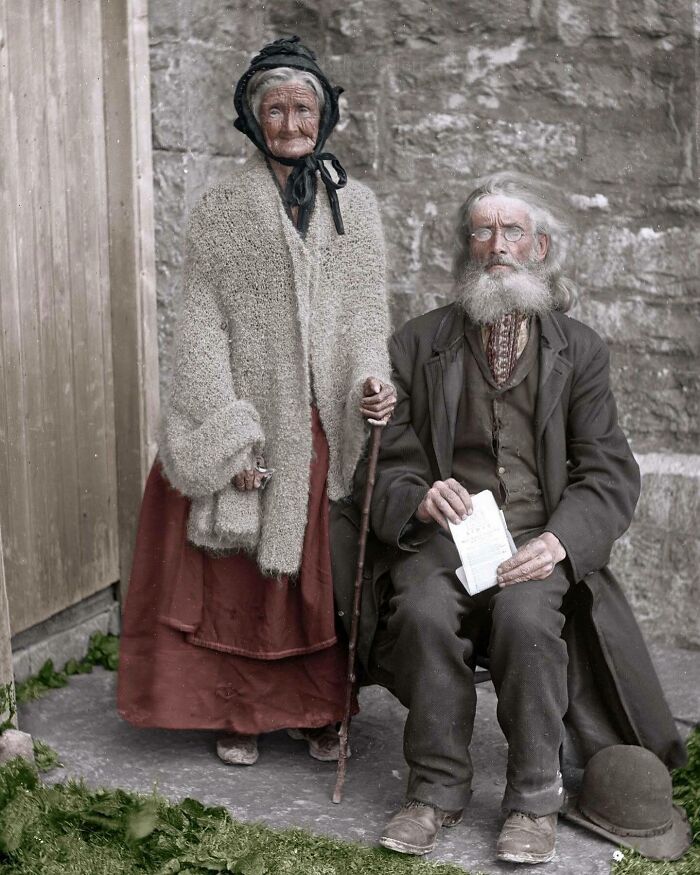 Mother & Son, County Claire, Ireland, C. 1890. Colorized