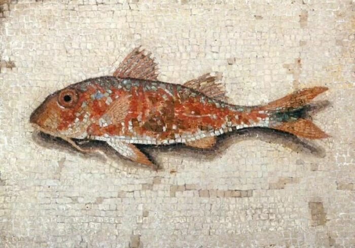 A Roman Mosaic Depicting A Fish. 1st Century Ce
