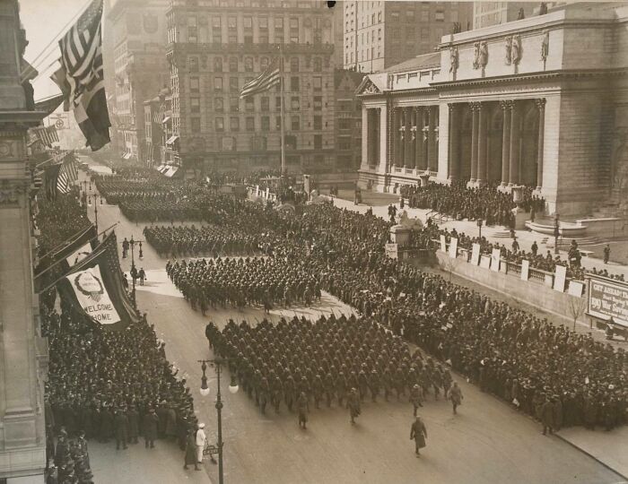 The 369th Infantry Regiment, Aka The Harlem Hellfighters, Return From Ww1 And Parade Up Fifth Avenue In New York City On Feb. 17, 1919