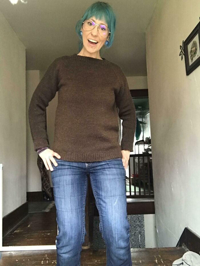 The Sweater I Made For My Husband Is Too Small For Him, But Somehow Fits Me Perfectly. Weird