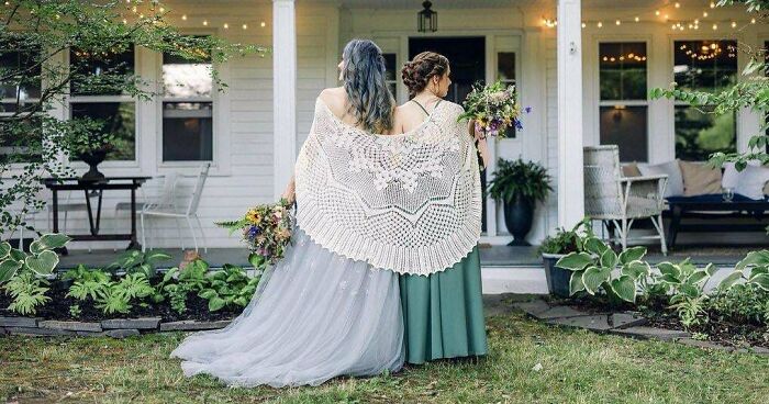 I Made A Shawl For My Best Friend For Her Wedding, And She Let Me Borrow It For Mine