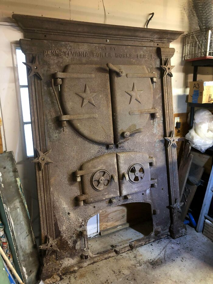 (USA) Antique Boiler Door I Converted To A Fireplace