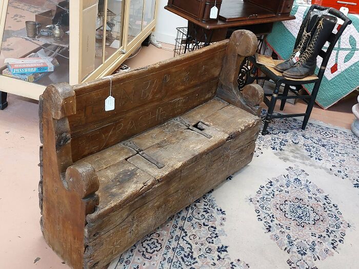 Old Bench At My Local Antique Mall. Dated 1753