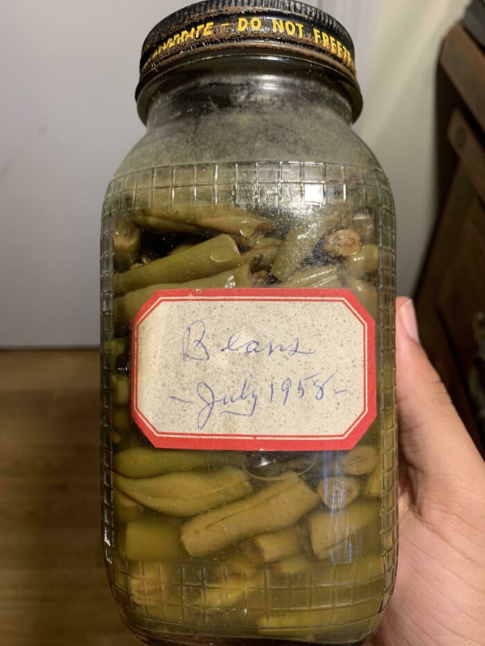 Jar Of Unopened Green Beans From 1958 That I Found In An Abandoned Country House