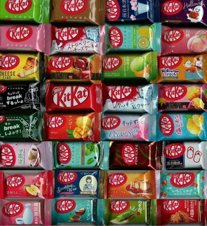 Algunos de los sabores de KitKat en Japón